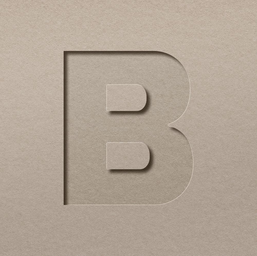 Paper cut texture b letter capital typography