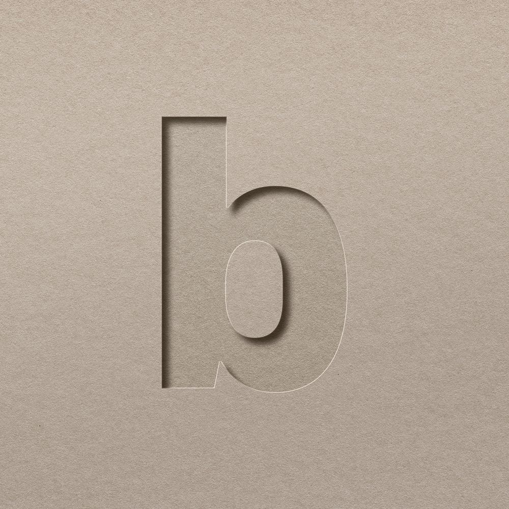 Paper cut texture b letter capital/lowercase typography