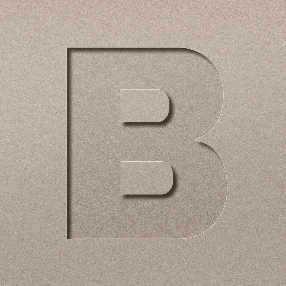 Paper cut capital letter B psd font typography