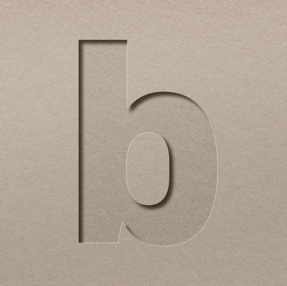 Paper cut psd lowercase letter b font typography