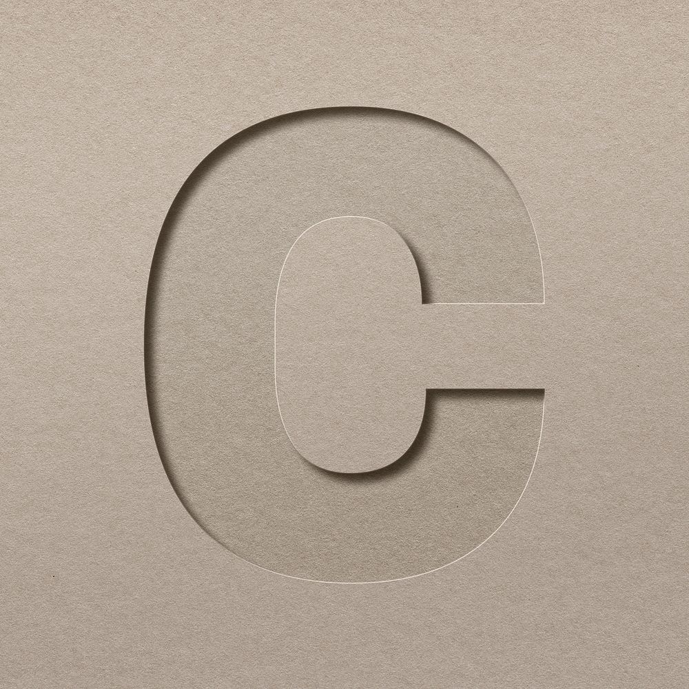 Paper cut capital letter C psd font typography