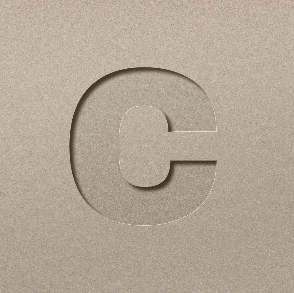 Paper cut lowercase letter c psd font typography