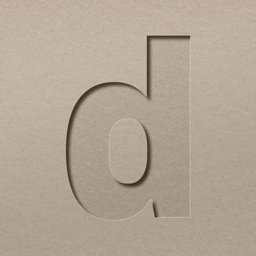 Paper cut lowercase letter d psd font typography