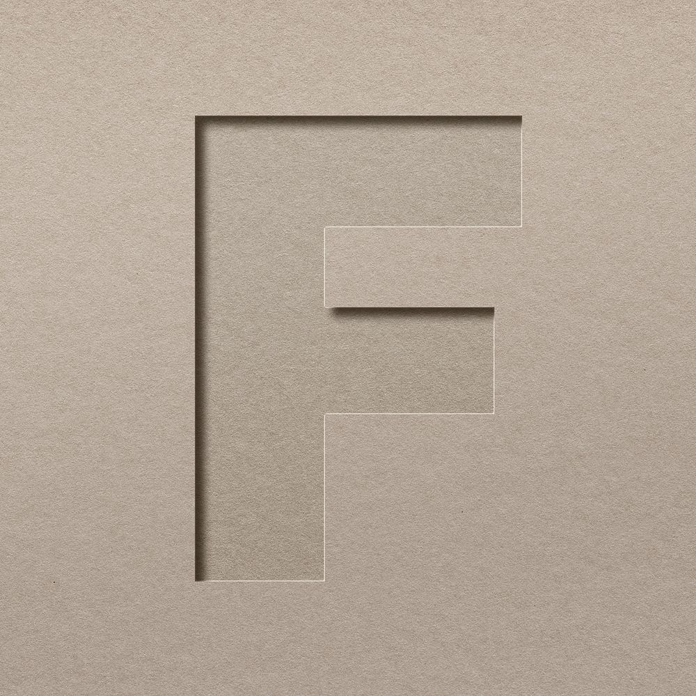 Paper cut capital letter F psd font typography 
