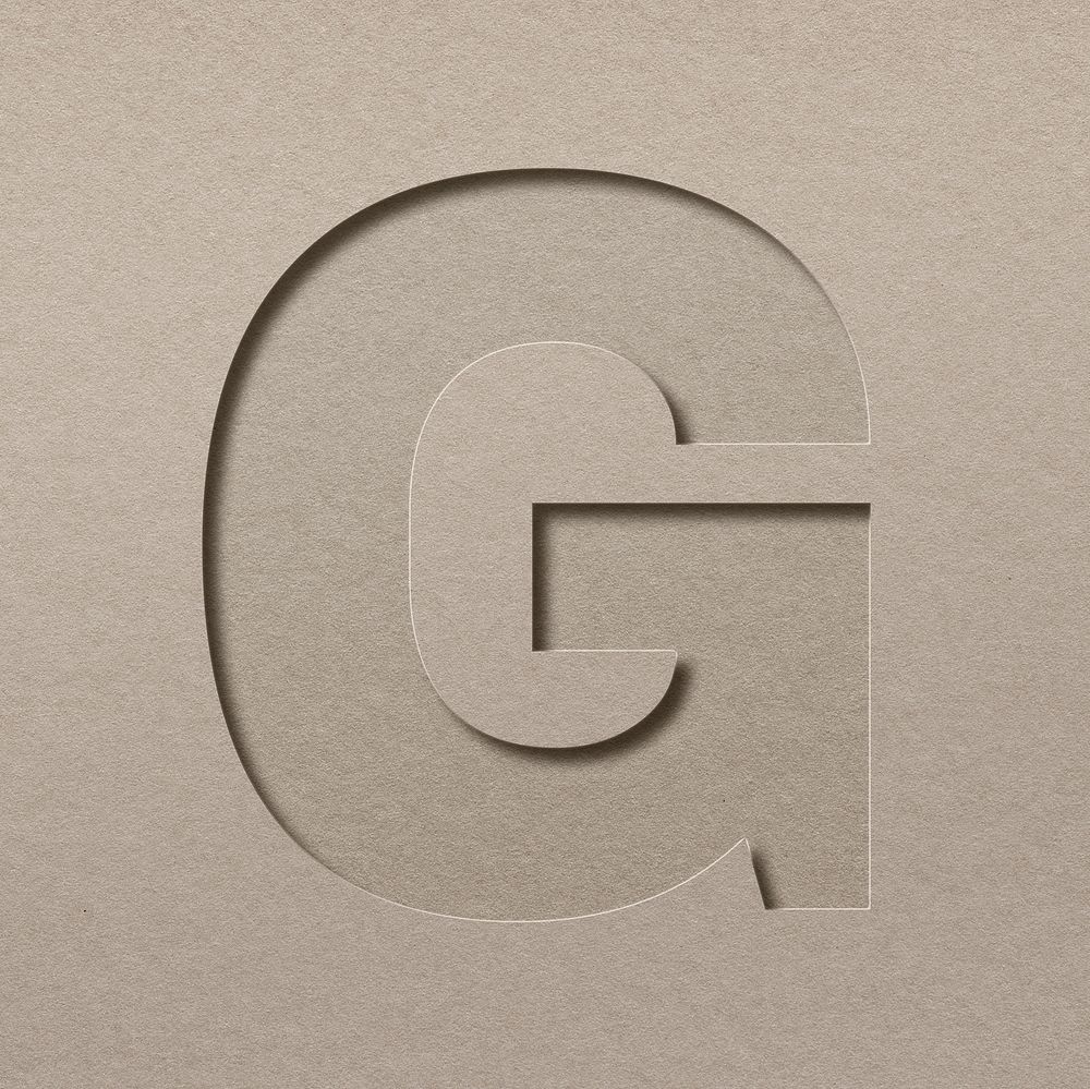 Paper cut capital letter G psd font typography