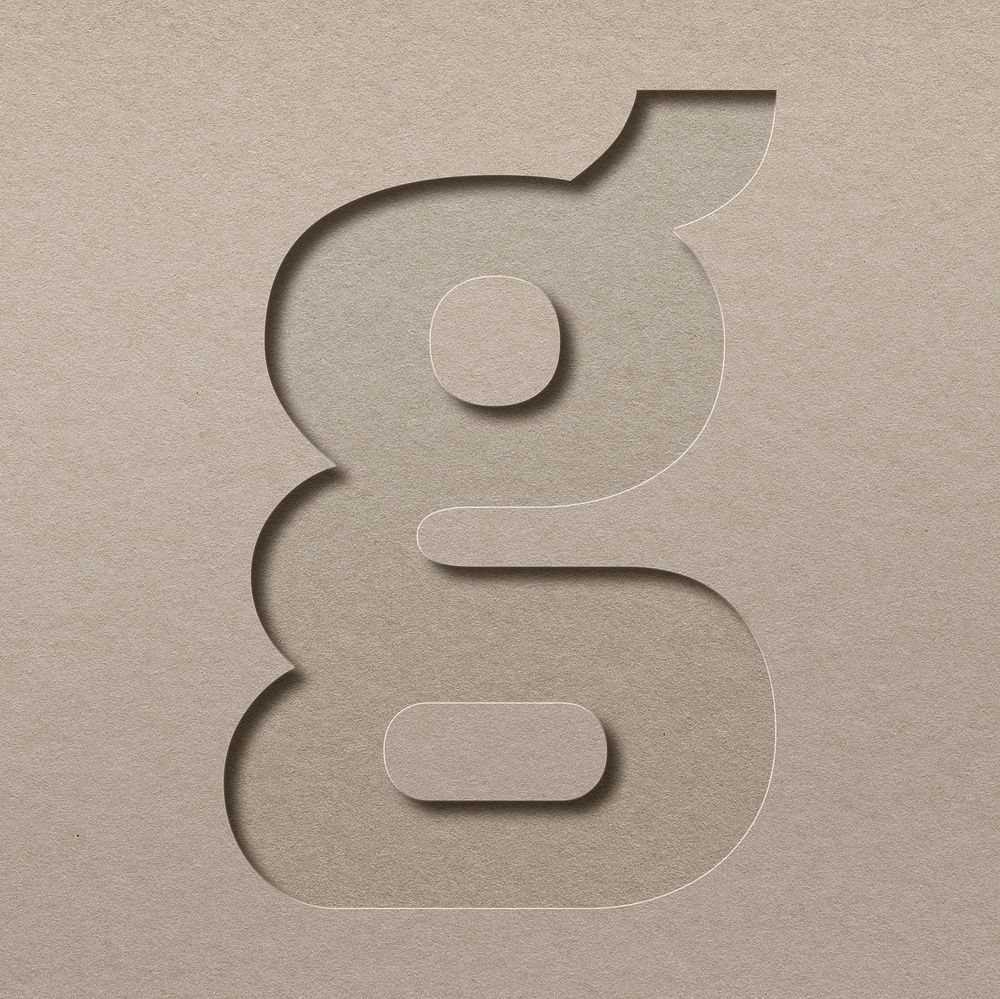 Paper cut lowercase letter g psd font typography
