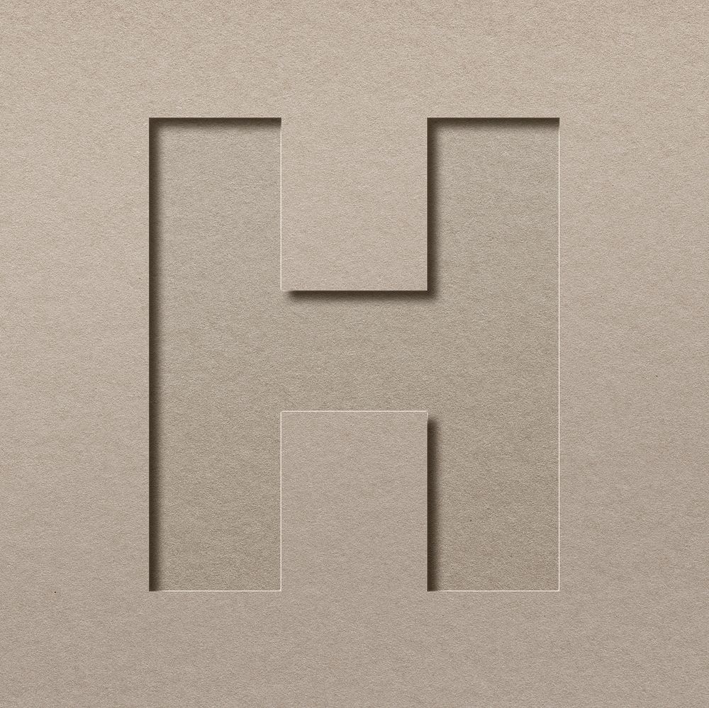 Paper cut capital letter H psd font typography