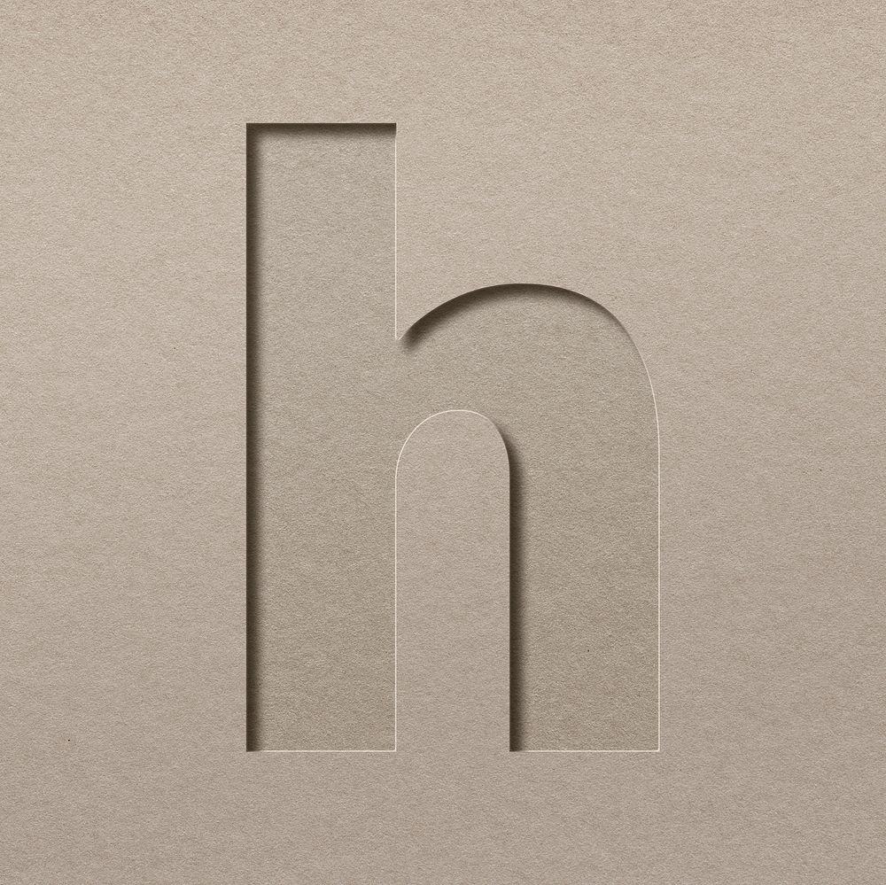 Paper cut lowercase letter h psd font typography
