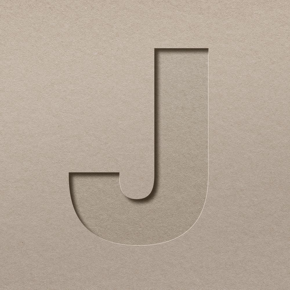 Paper cut capital letter J psd font typography
