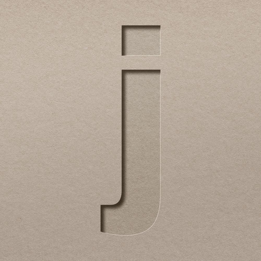 Paper cut lowercase letter j psd font typography