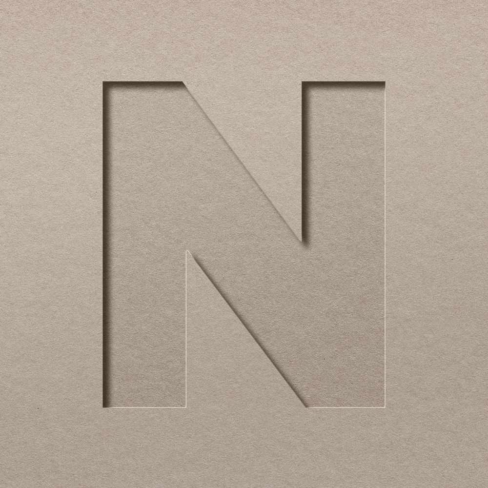 Paper cut capital letter N psd font typography