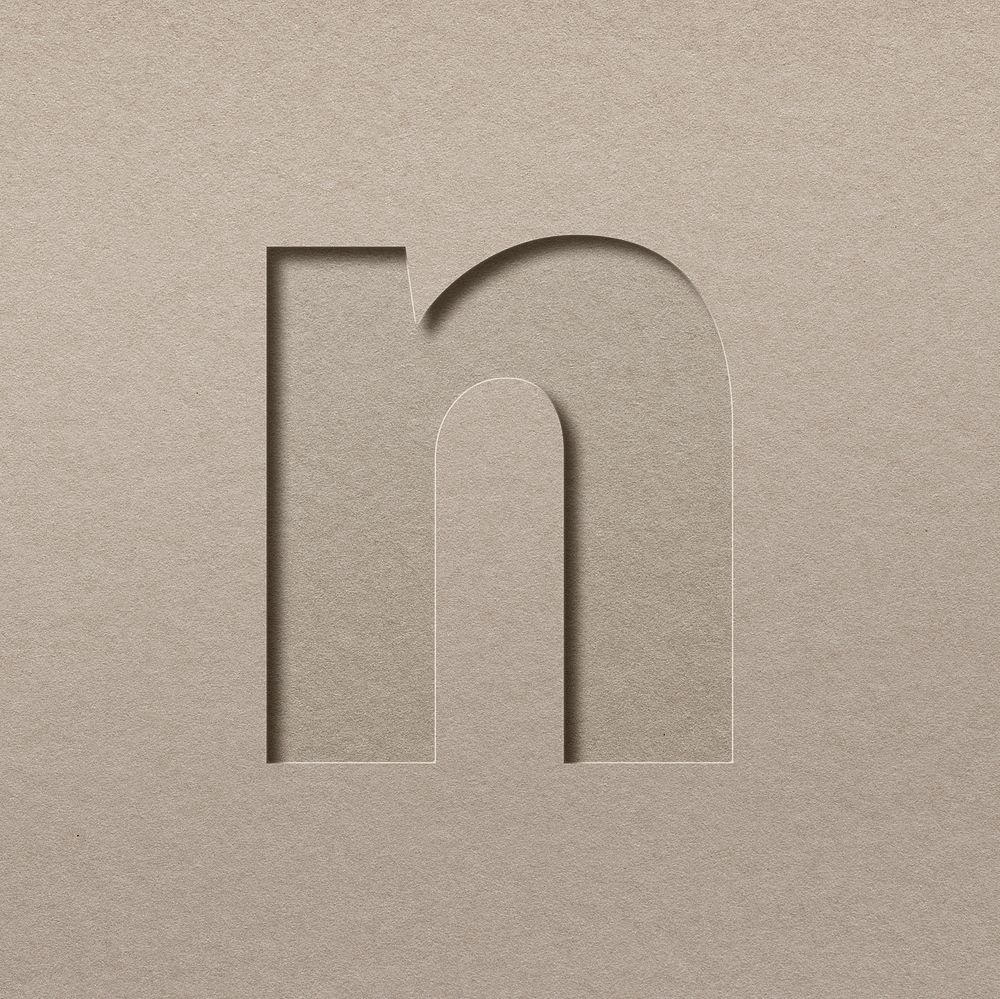 Paper cut lowercase letter n psd font typography
