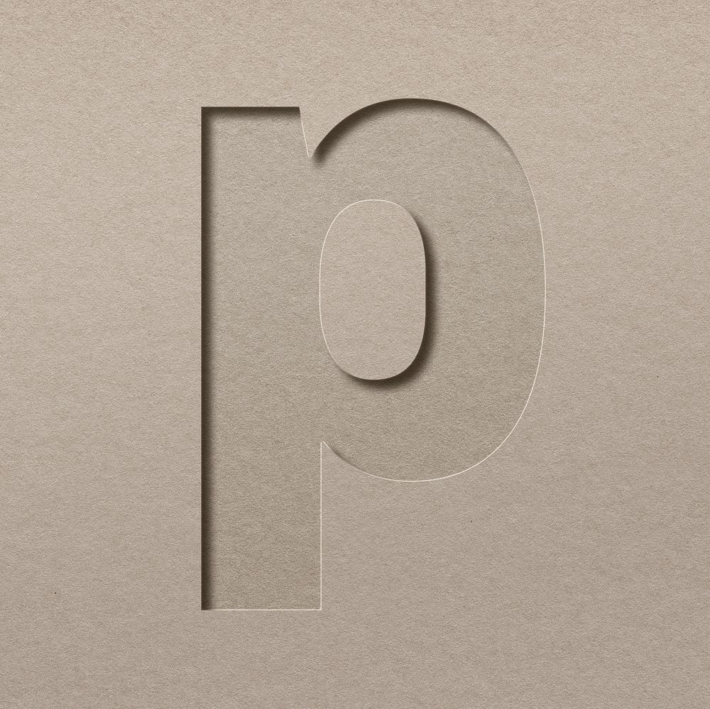 Paper cut lowercase letter p psd font typography