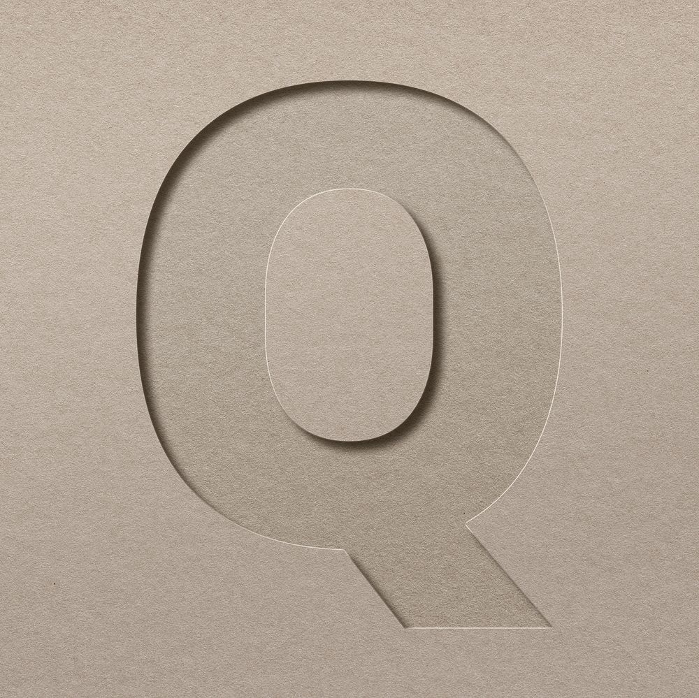 Paper cut capital letter Q psd font typography
