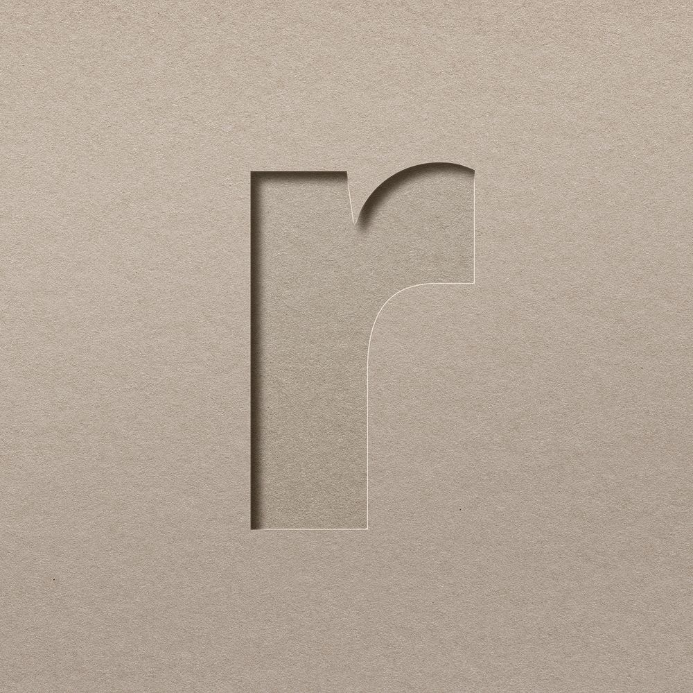 Paper cut lowercase letter r psd font typography