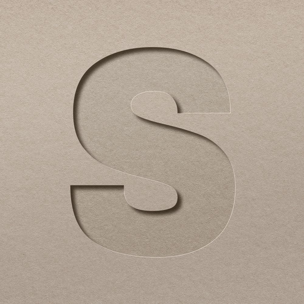Paper cut capital letter S psd font typography