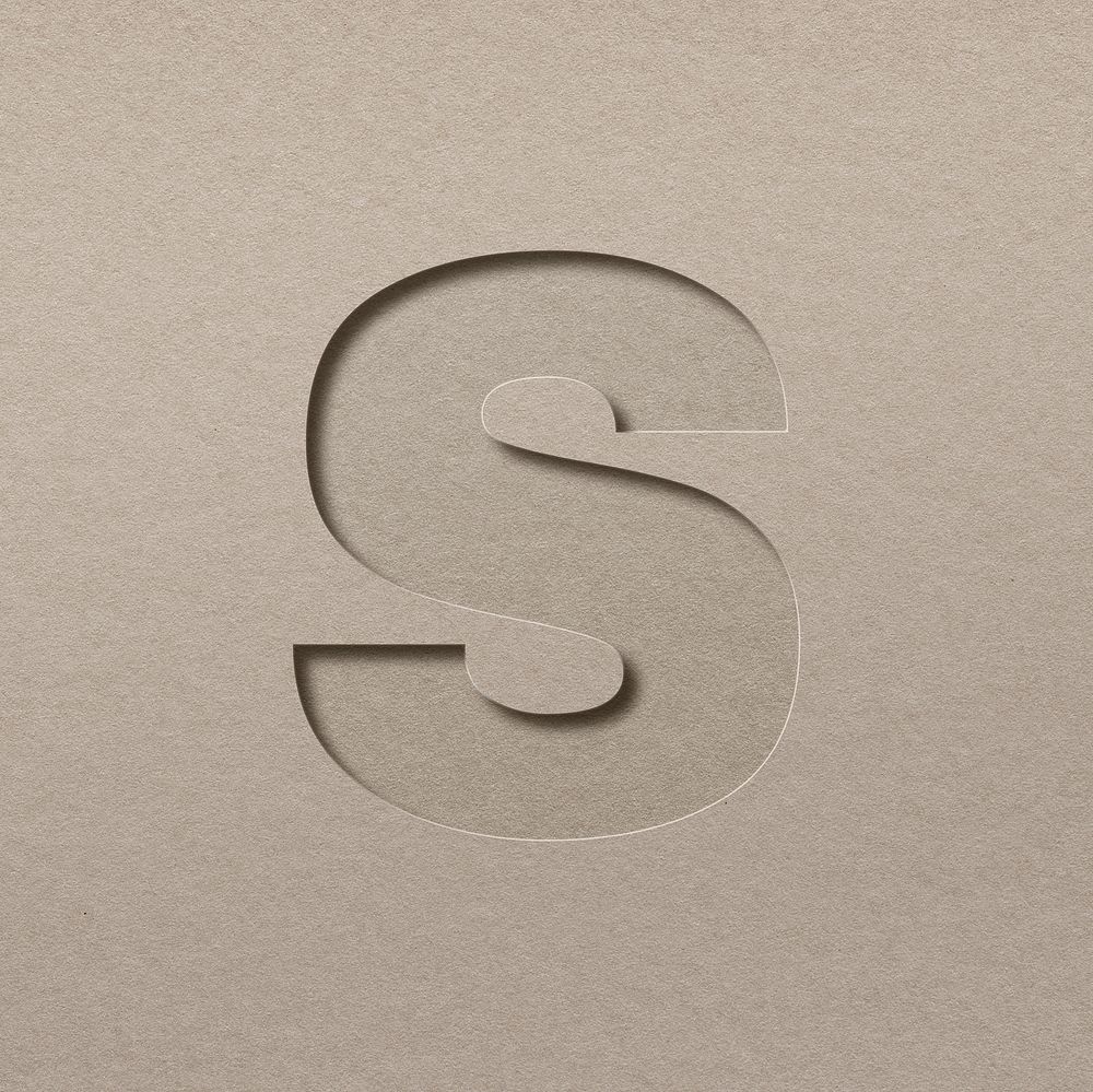 Paper cut lowercase letter s psd font typography