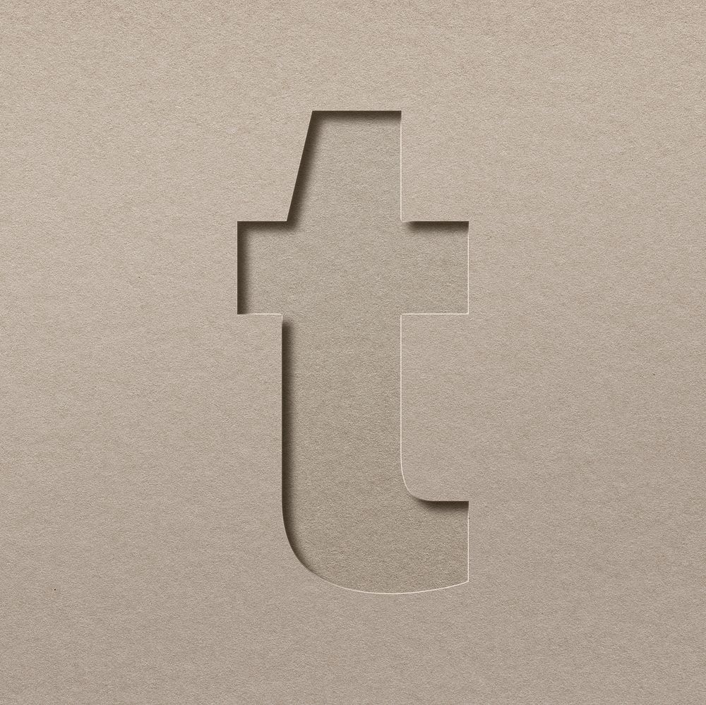Paper cut lowercase letter t psd font typography