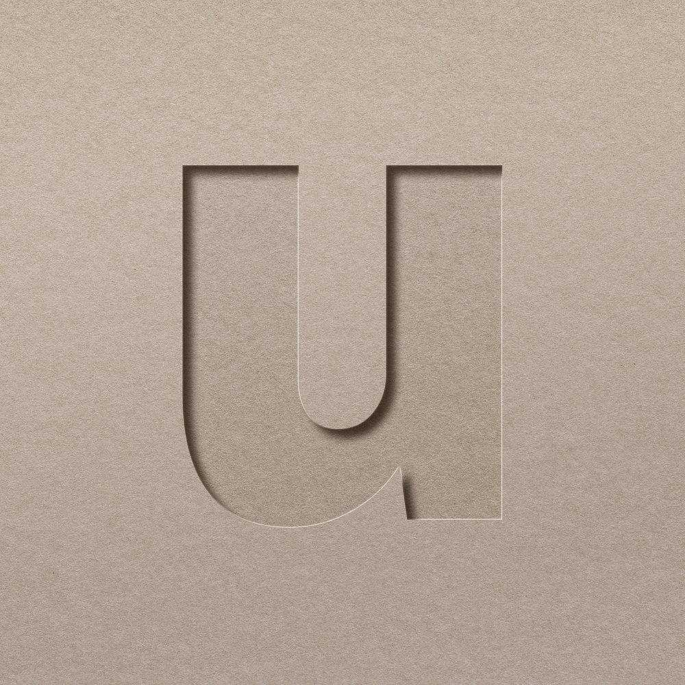 Paper cut lowercase letter u psd font typography