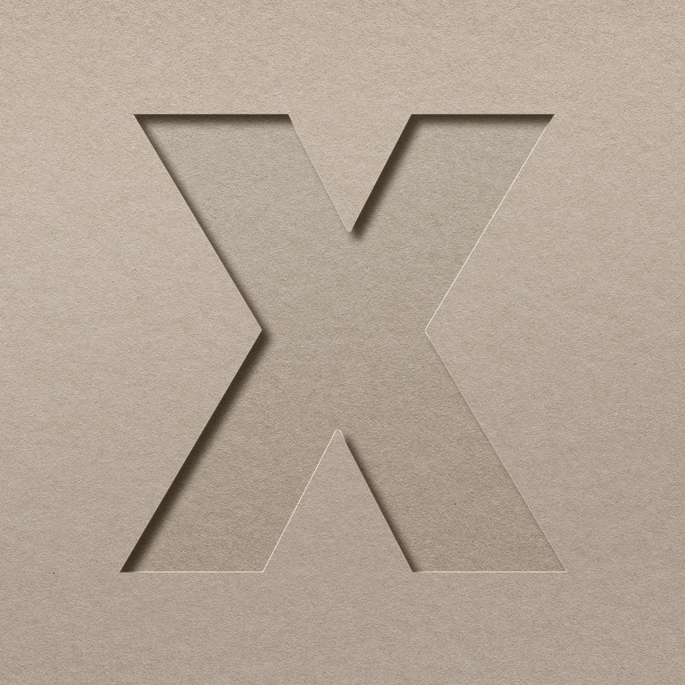 Paper cut capital letter X psd font typography