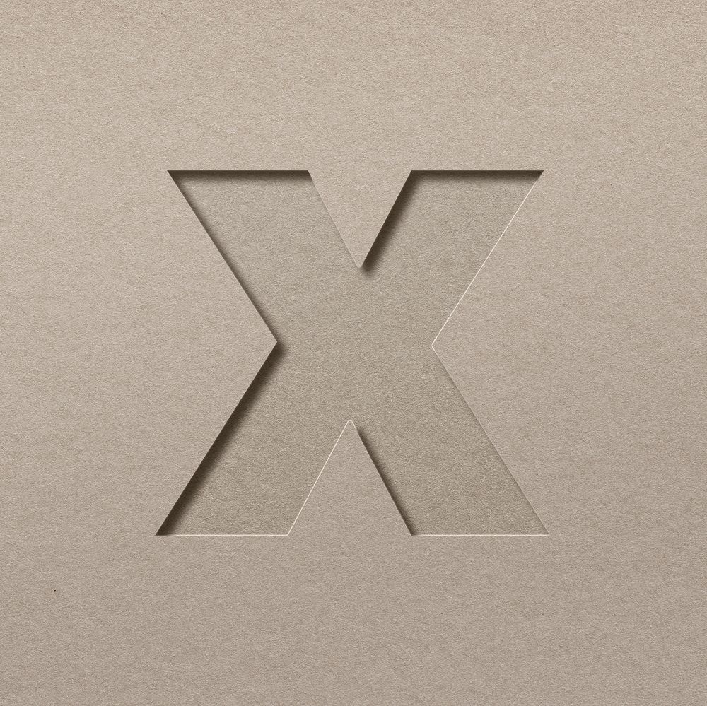 Paper cut lowercase letter x psd font typography