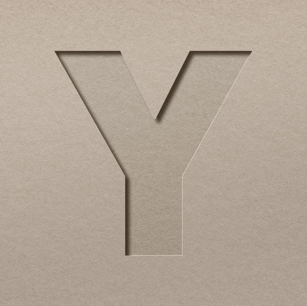 Paper cut capital letter Y psd font typography