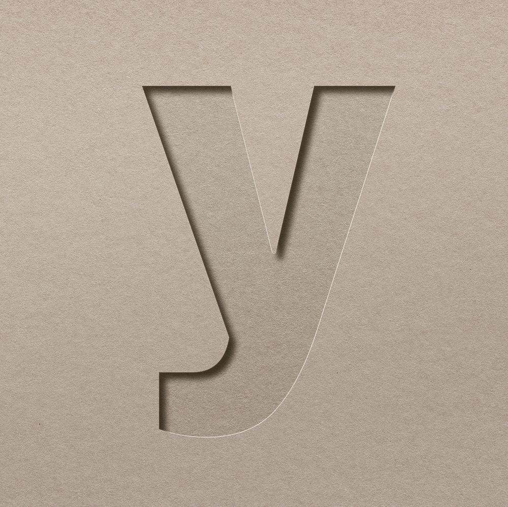 Paper cut lowercase letter y psd font typography