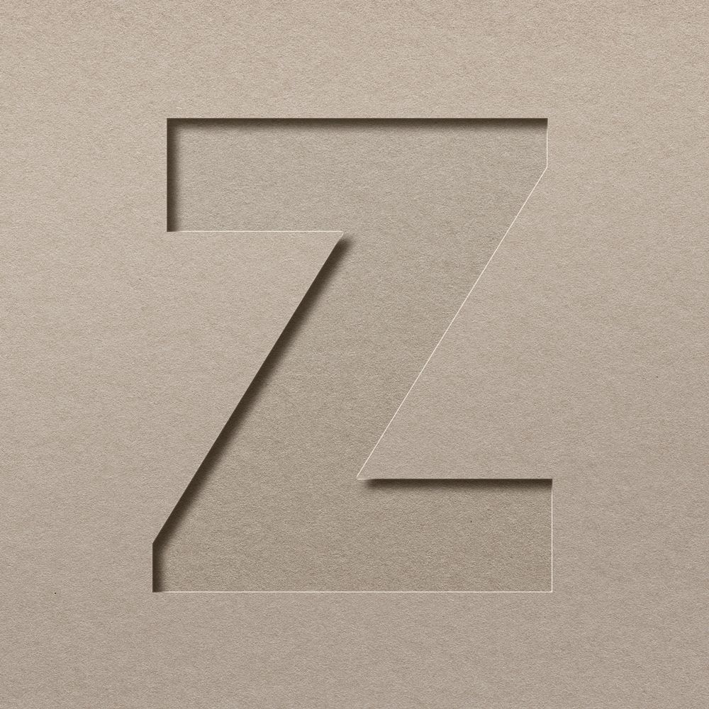 Paper cut capital letter Z psd font typography