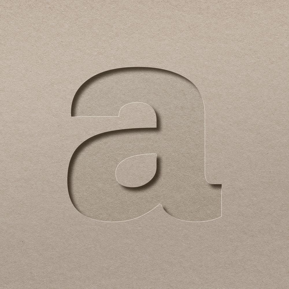 Paper cut texture a letter lowercase typography