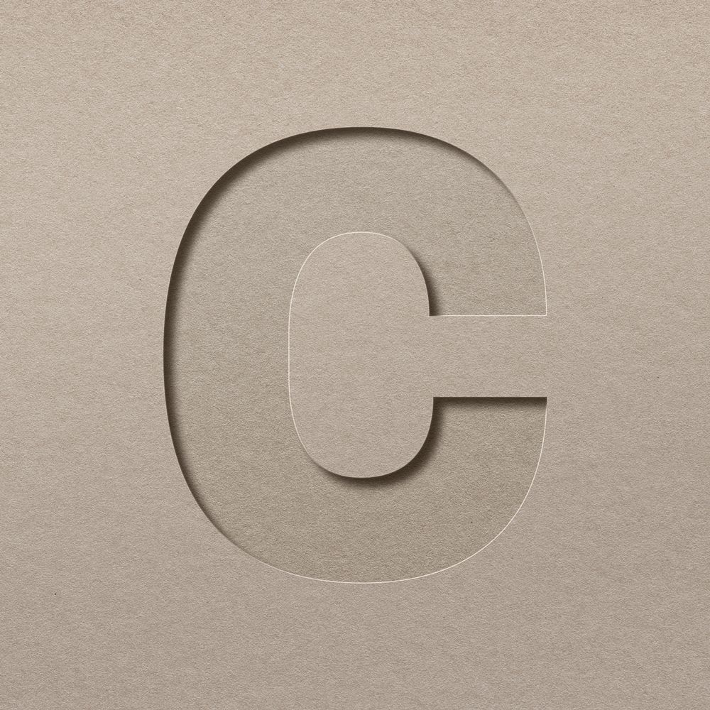 Paper cut texture c letter capital typography