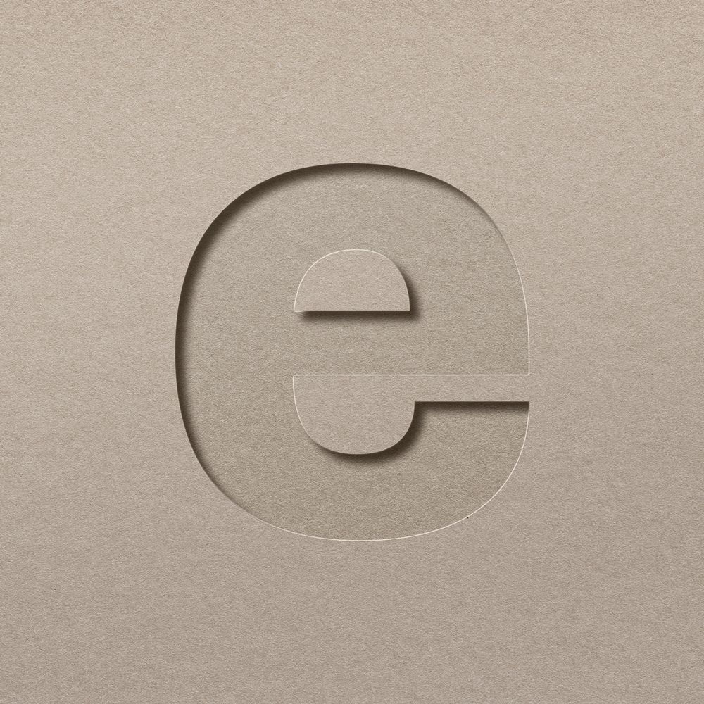 Paper cut texture e letter lowercase typography