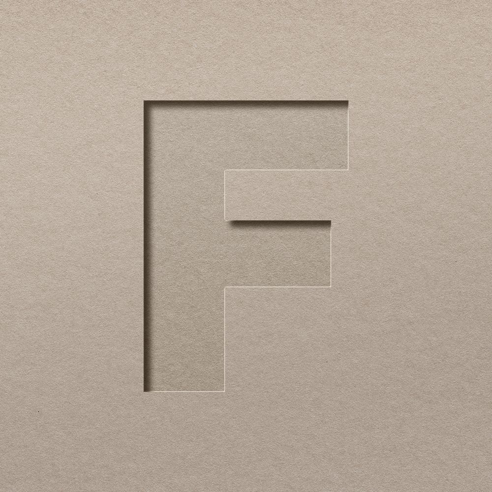 Paper cut texture f letter capital typography