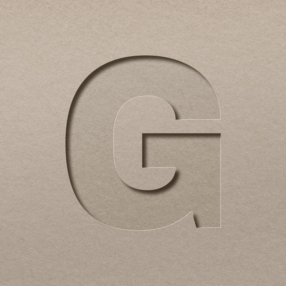Paper cut texture g letter capital typography