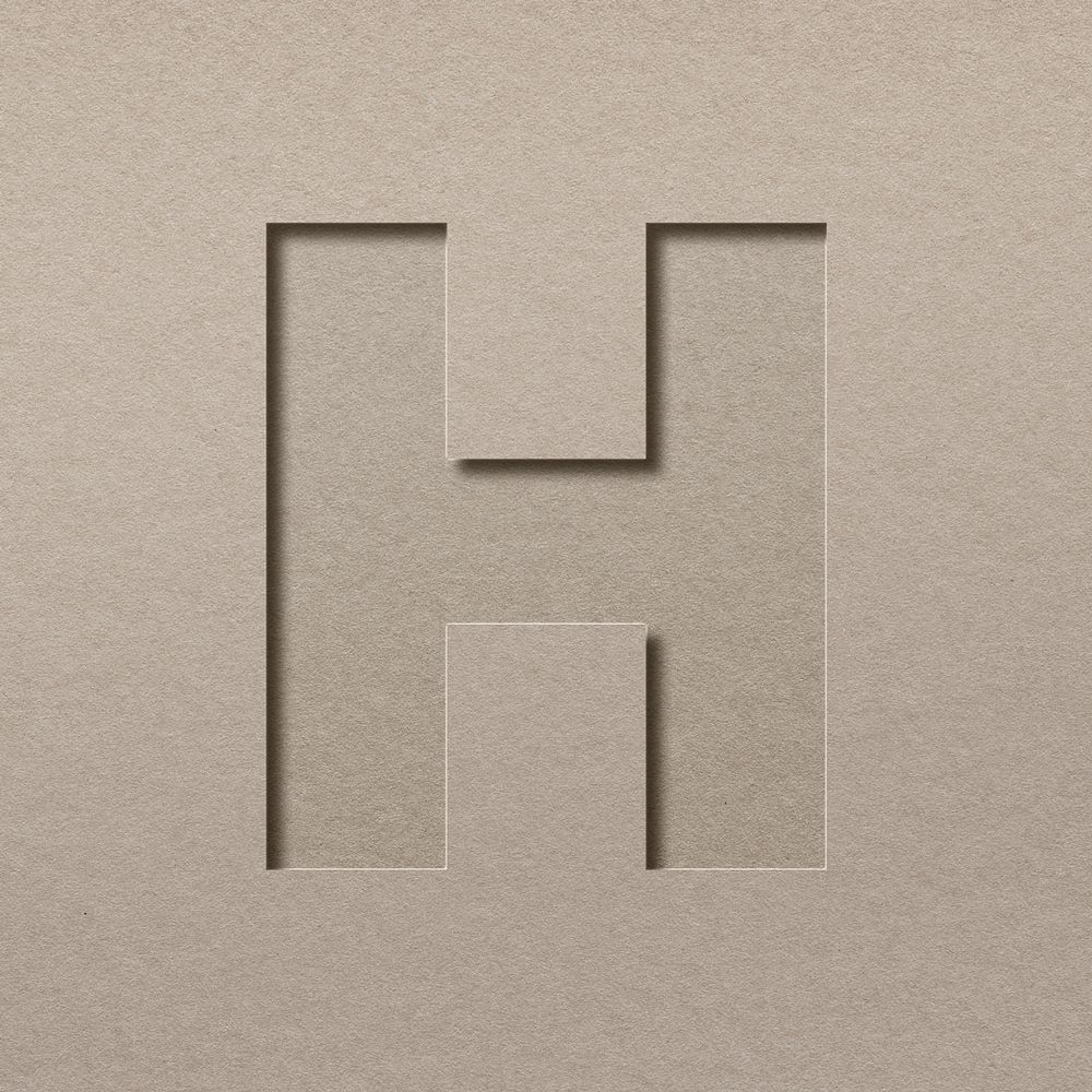 Paper cut texture h letter capital typography