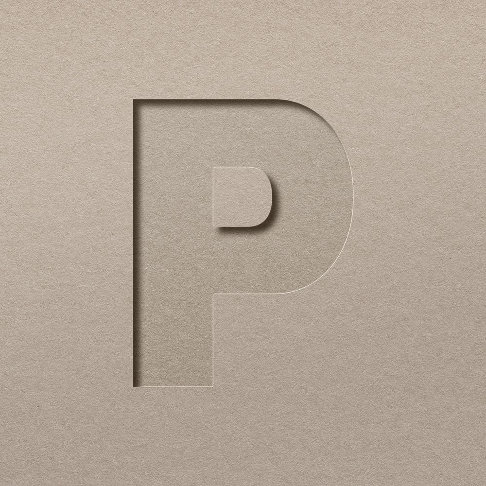 Paper cut texture p letter capital typography