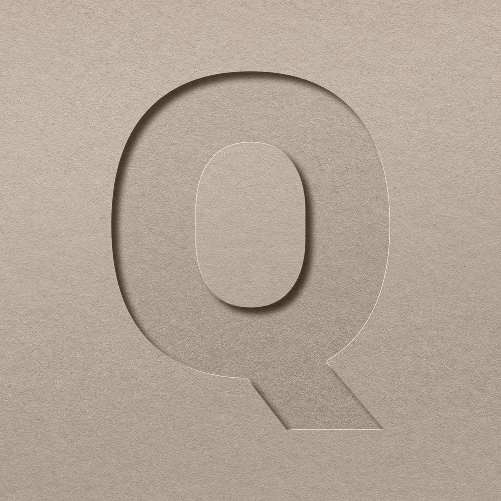 Paper cut texture q letter capital typography