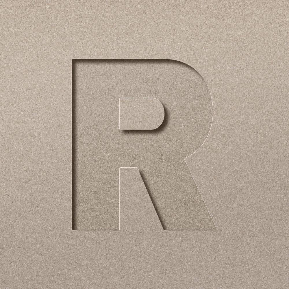 Paper cut texture r letter capital typography