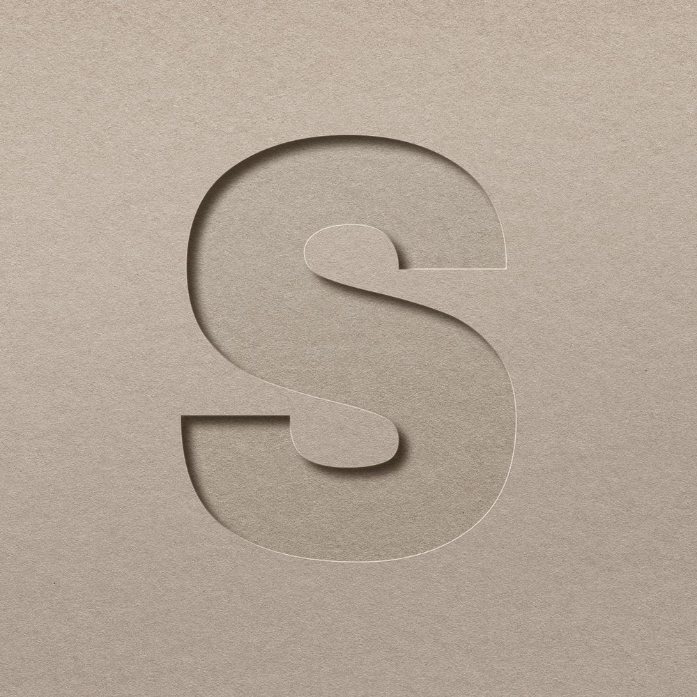Paper cut texture s letter capital typography