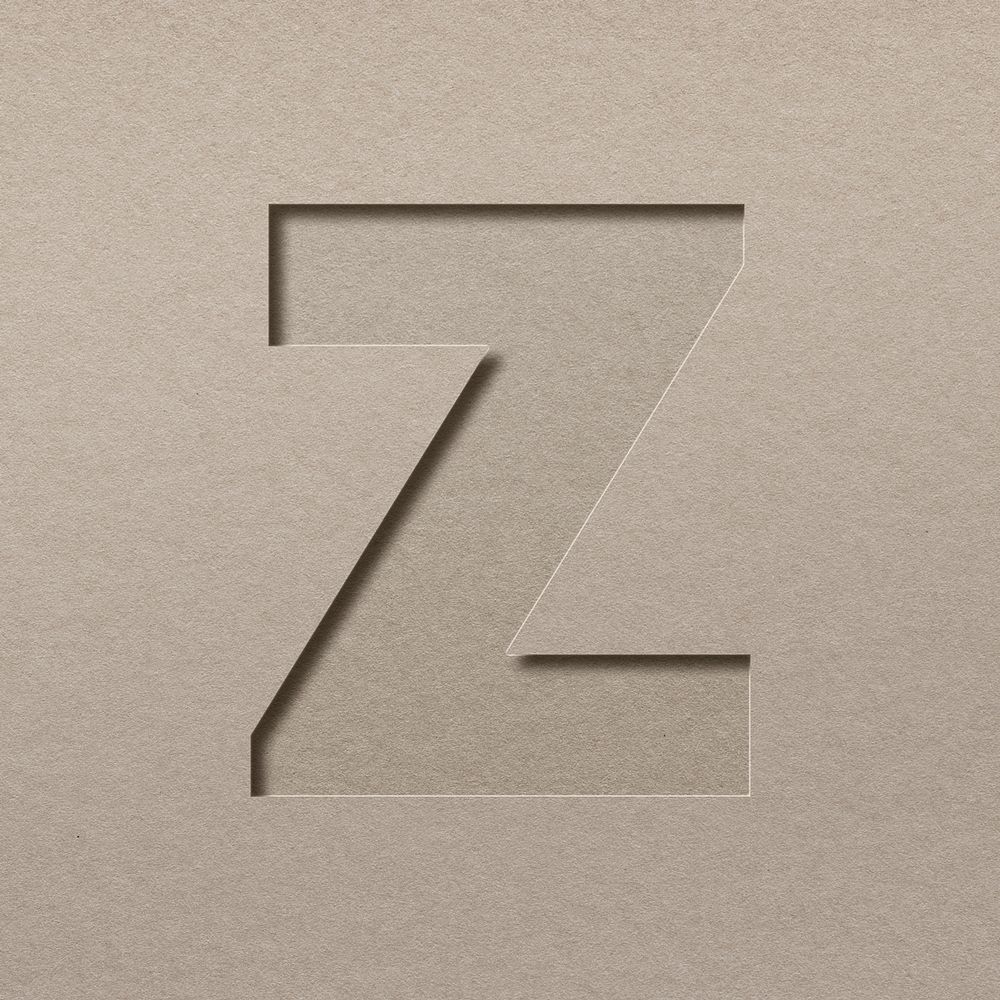Paper cut texture z letter capital typography