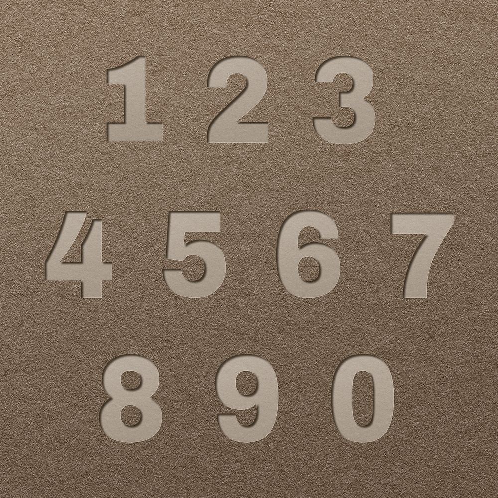 Paper cut 3d number psd font typography