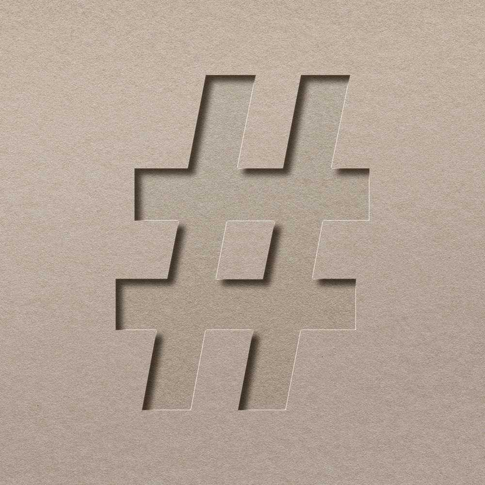 Hashtag paper embossed sign psd typography