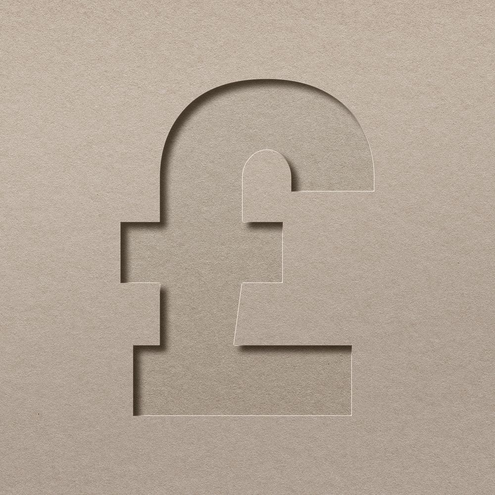 Pound sterling symbol psd paper cut typography