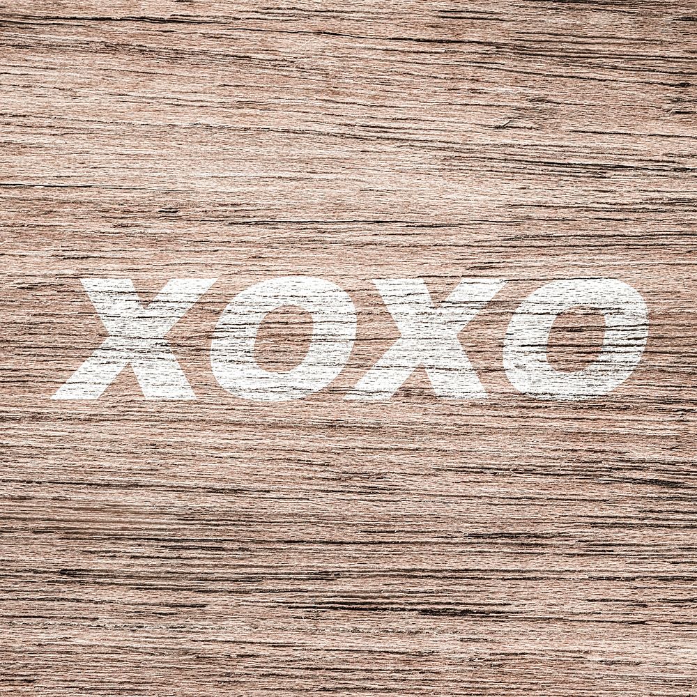 XOXO word typography light wood texture