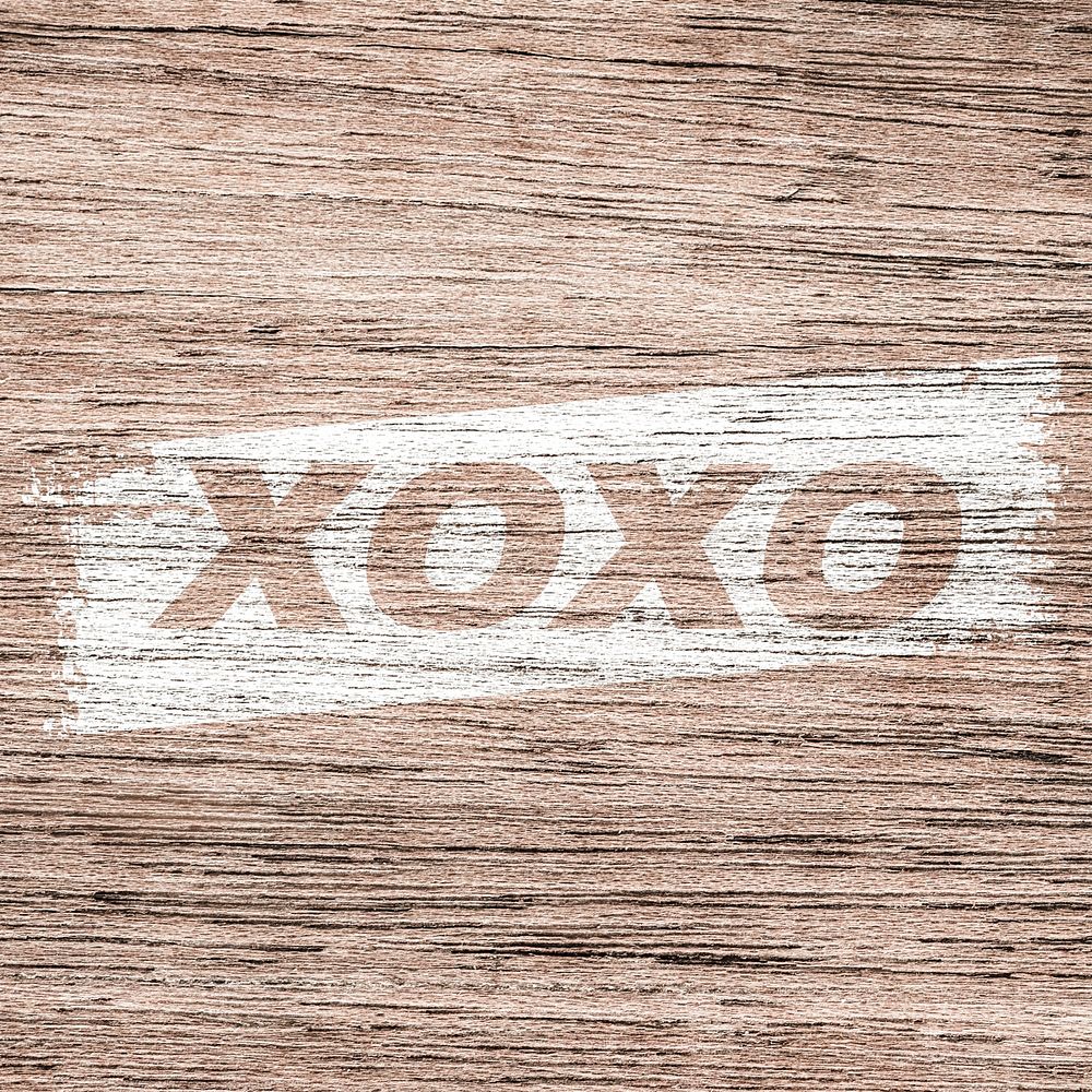 XOXO text wood texture brush stroke effect typography