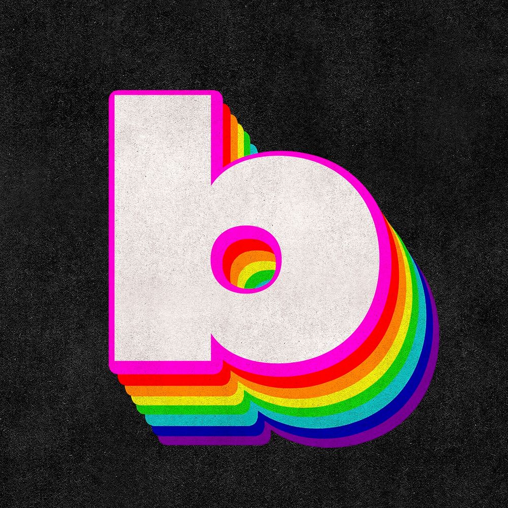 Psd letter b rainbow typography gay pattern