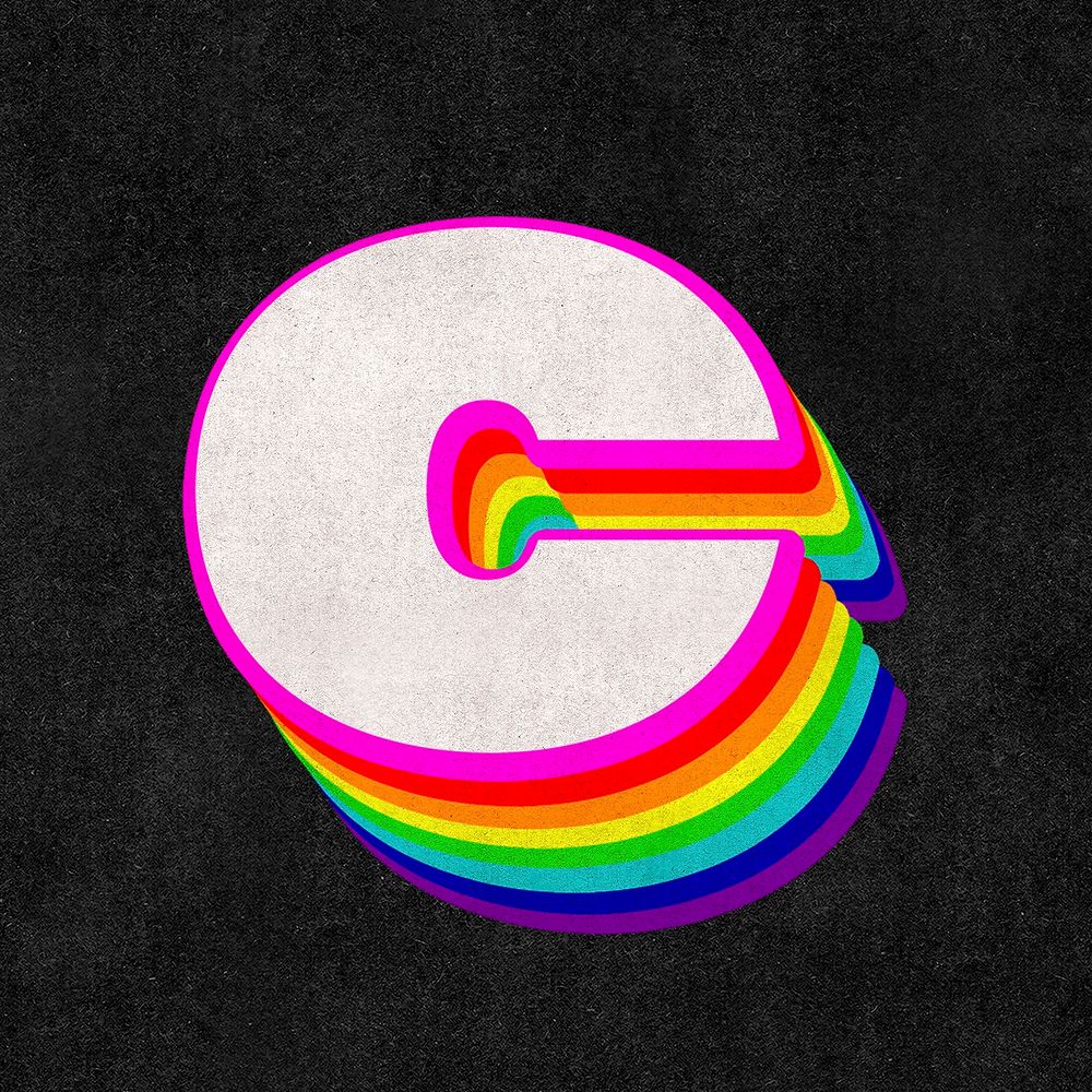 Psd letter c rainbow typography gay pattern
