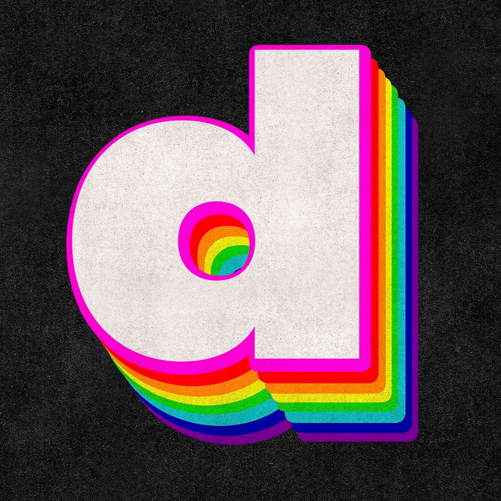 Psd letter d rainbow typography gay pattern