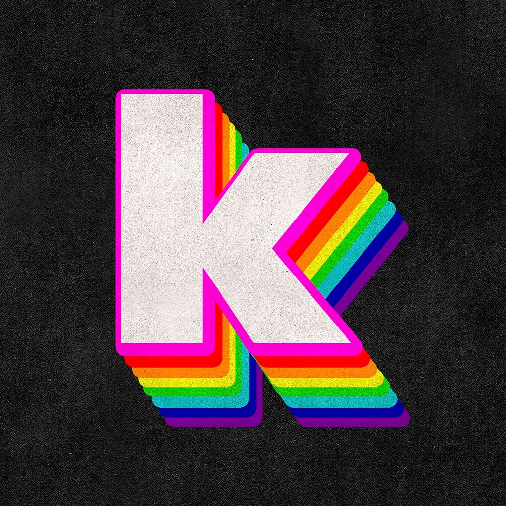 Psd letter k rainbow typography gay pattern