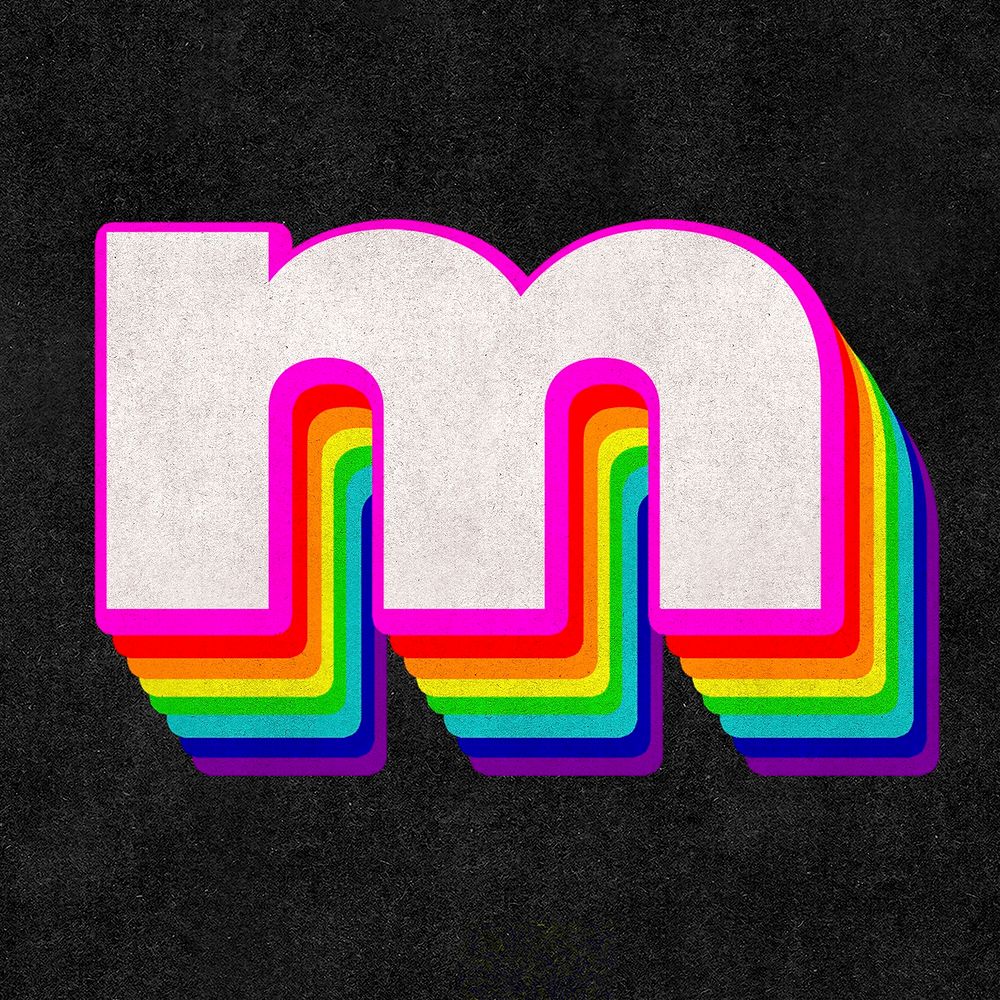 Psd letter m rainbow typography gay pattern