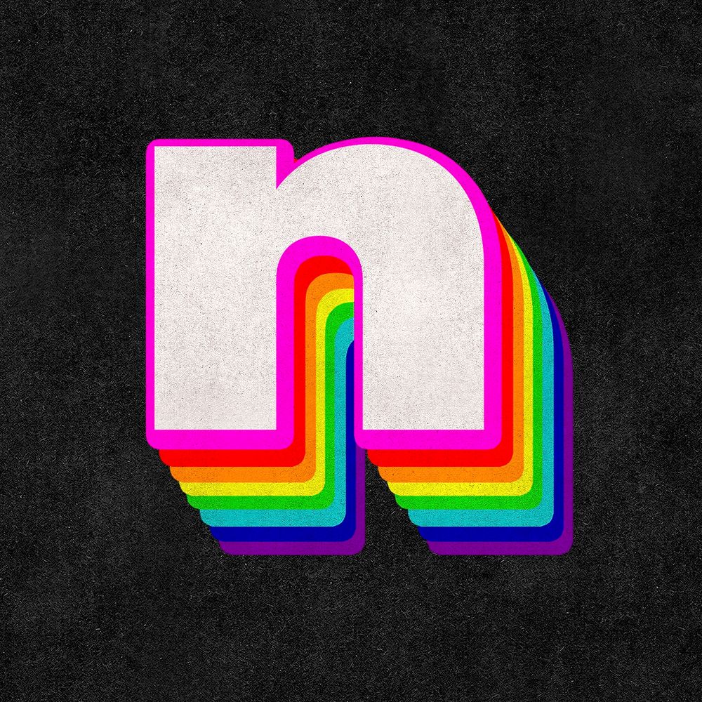 Psd letter n rainbow typography gay pattern
